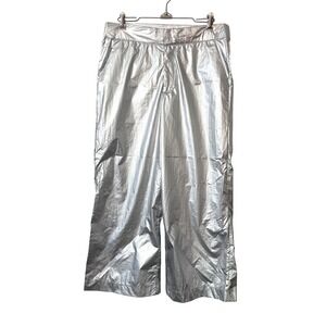 Frances Valentine Mimi Pant Metallic Silver Wide Leg Trousers Size 6 NEW